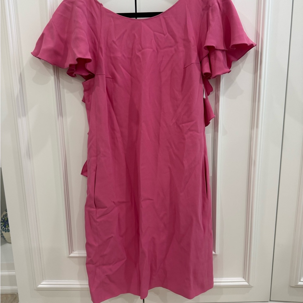 Dondup Elegant Pink Ruffle Sleeve Dress
